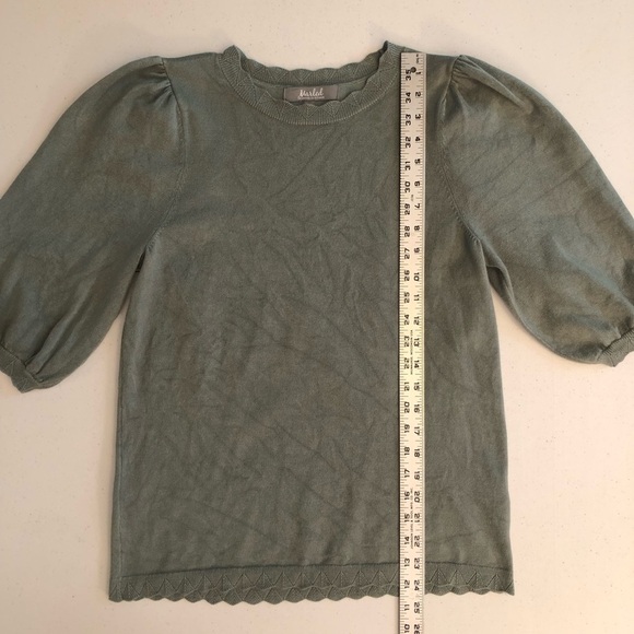 Marled Green Puff Sleeve Sweater Size M - Picture 5 of 7